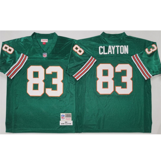 Men's Miami Dolphins #83 Mark Clayton Aqua Throwback Stitched Football Jersey