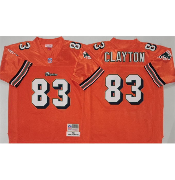 Men's Miami Dolphins #83 Mark Clayton Orange Throwback Stitched Football Jersey