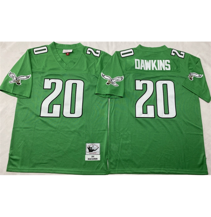 Men's Philadelphia Eagles #20 Brian Dawkins Kelly Green Throwback Stitched Football Jersey