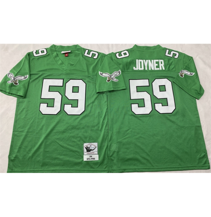 Men's Philadelphia Eagles #59 Seth Joyner Kelly Green Throwback Stitched Football Jersey