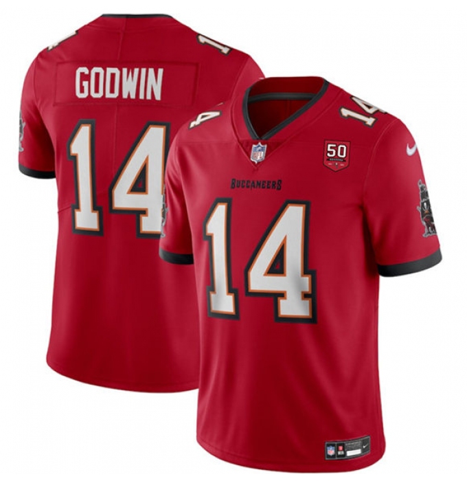 Men's Tampa Bay Buccaneers #14 Chris Godwin Red 2025 50th Season Vapor Untouchable Limited Football Stitched Jersey