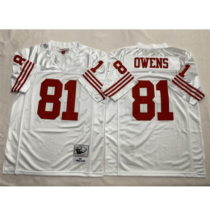 Men's New York Giants #81 Terrell Owens White Throwback Stitched Football Jersey