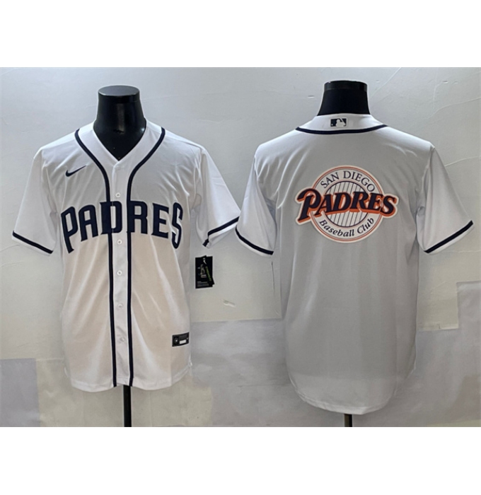 Men's San Diego Padres Team Big Logo White Cool Base Stitched Baseball Jersey