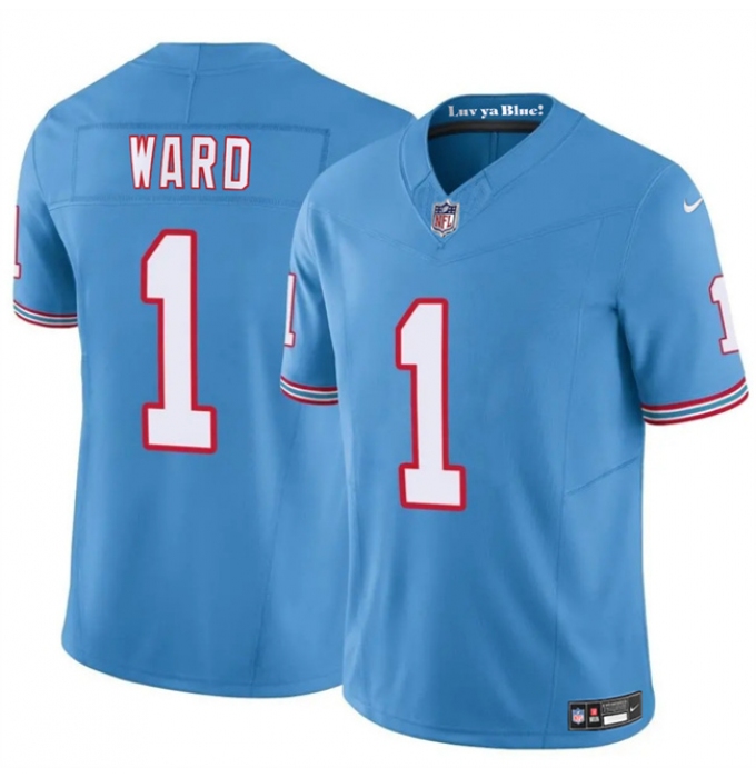 Men's Tennessee Titans #1 Cameron Ward Blue 2025 Draft F.U.S.E. Throwback Vapor Limited Football Stitched Jersey
