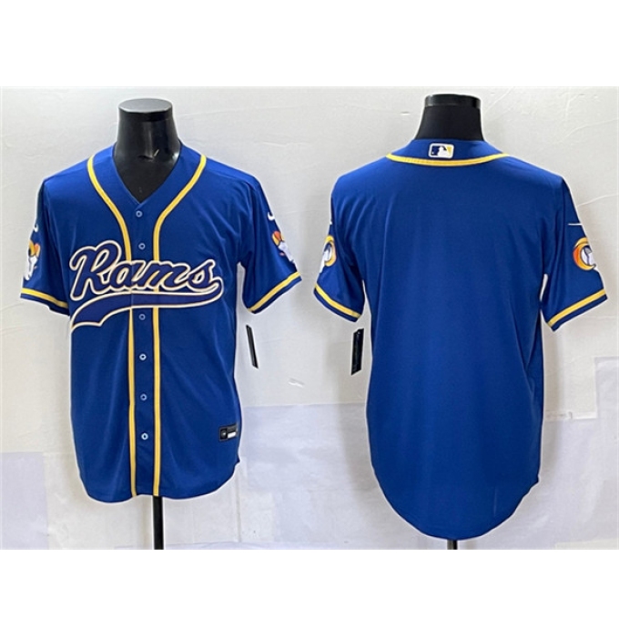 Men's Los Angeles Rams Blank Royal Cool Base Stitched Baseball Jersey