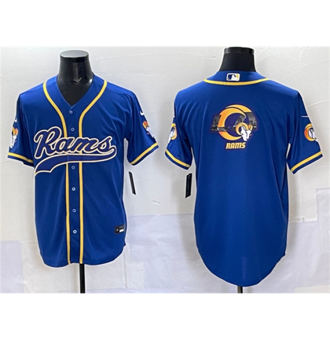 Men's Los Angeles Rams Team Logo Royal Cool Base Stitched Baseball Jersey
