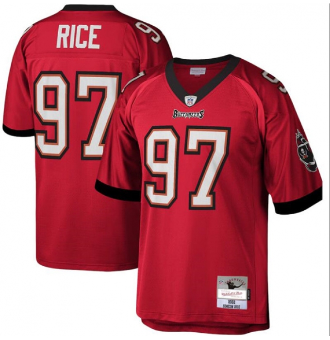 Men's Tampa Bay Buccaneers #97 Simeon Rice Red Throwback Football Stitched Jersey