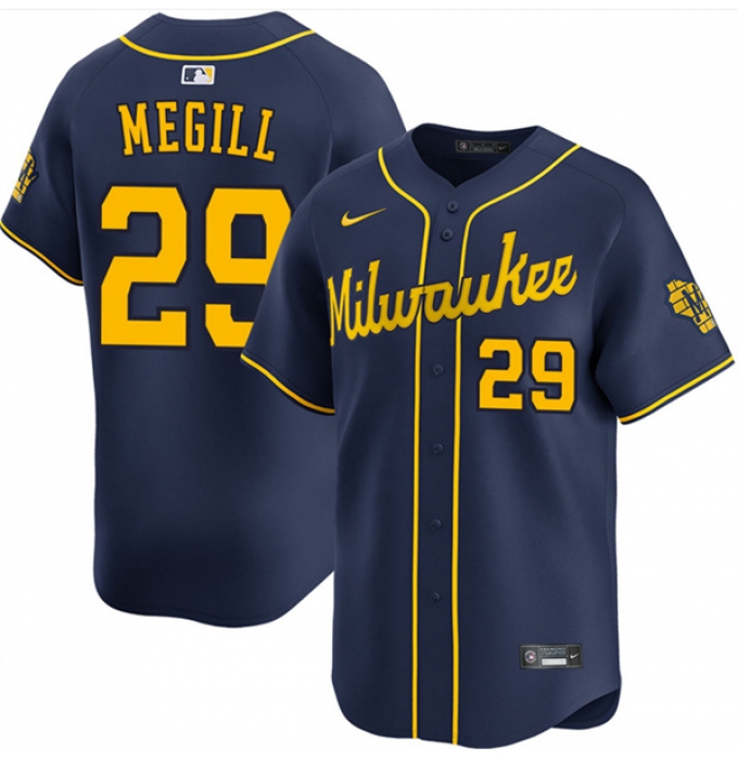Men's Milwaukee Brewers #29 Trevor Megill Navy Alternate Limited Stitched Baseball Jersey