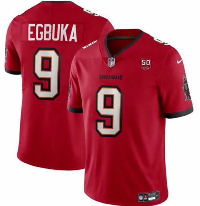 Men's Tampa Bay Buccaneers #9 Emeka Egbuka Red 2025 Draft 50th Anniversary Vapor Untouchable Limited Football Stitched Jersey