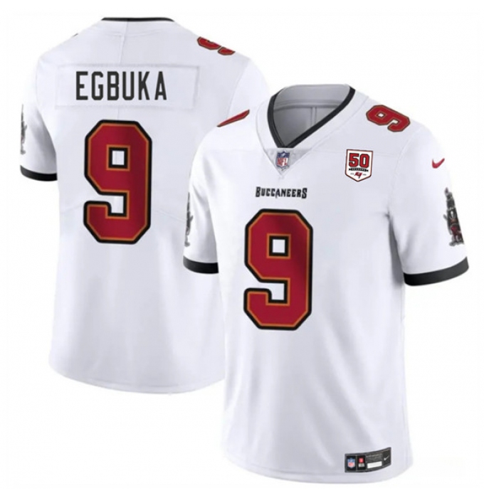 Men's Tampa Bay Buccaneers #9 Emeka Egbuka White 2025 Draft 50th Anniversary Vapor Untouchable Limited Football Stitched Jersey